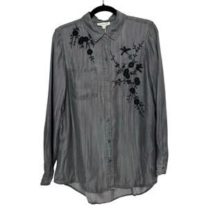 Beach Lunch Lounge Jasmina Floral Embroidery Shirt Button Up Western Sz: M -NWT